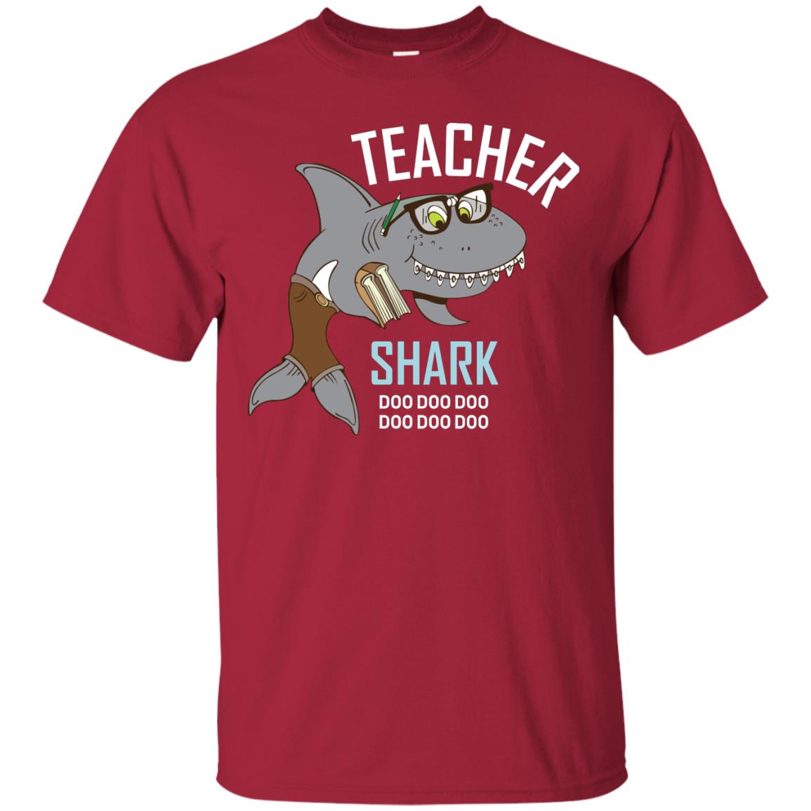Teacher Shark Doo Doo Doo Family Shark Shirt Cardinal