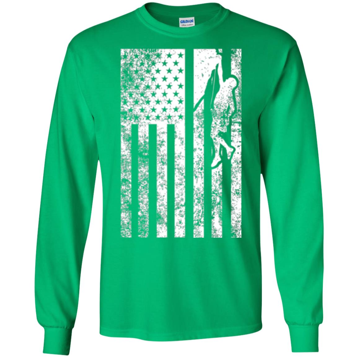 Rock Climbing T Shirt - Rock Climbing Flag Of United States T-shirt Irish Green