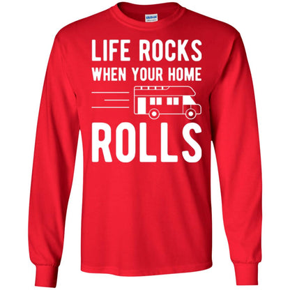 Camper Rv T-shirt Life Rocks When Your Home Roll Red