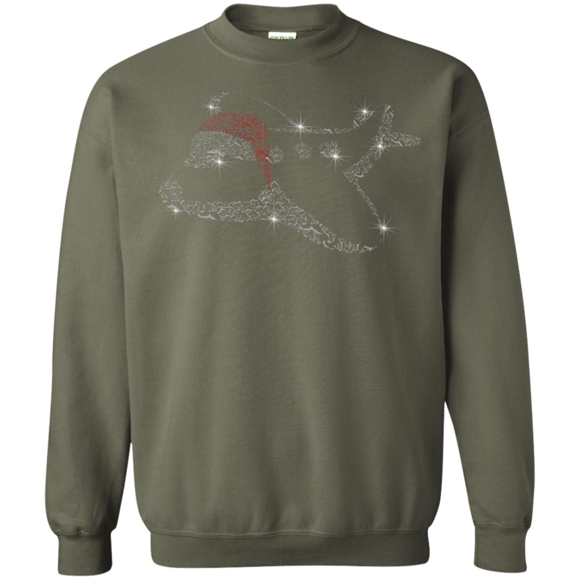 Airplane With Santa Hat Merry Christmas Gift Shirt For Mens Womens Kids Military Green