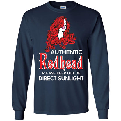 Authentic Redhead Please Keep Out Of Direct Sunlight Cool Redhead Gift Shirt For Girls Navy