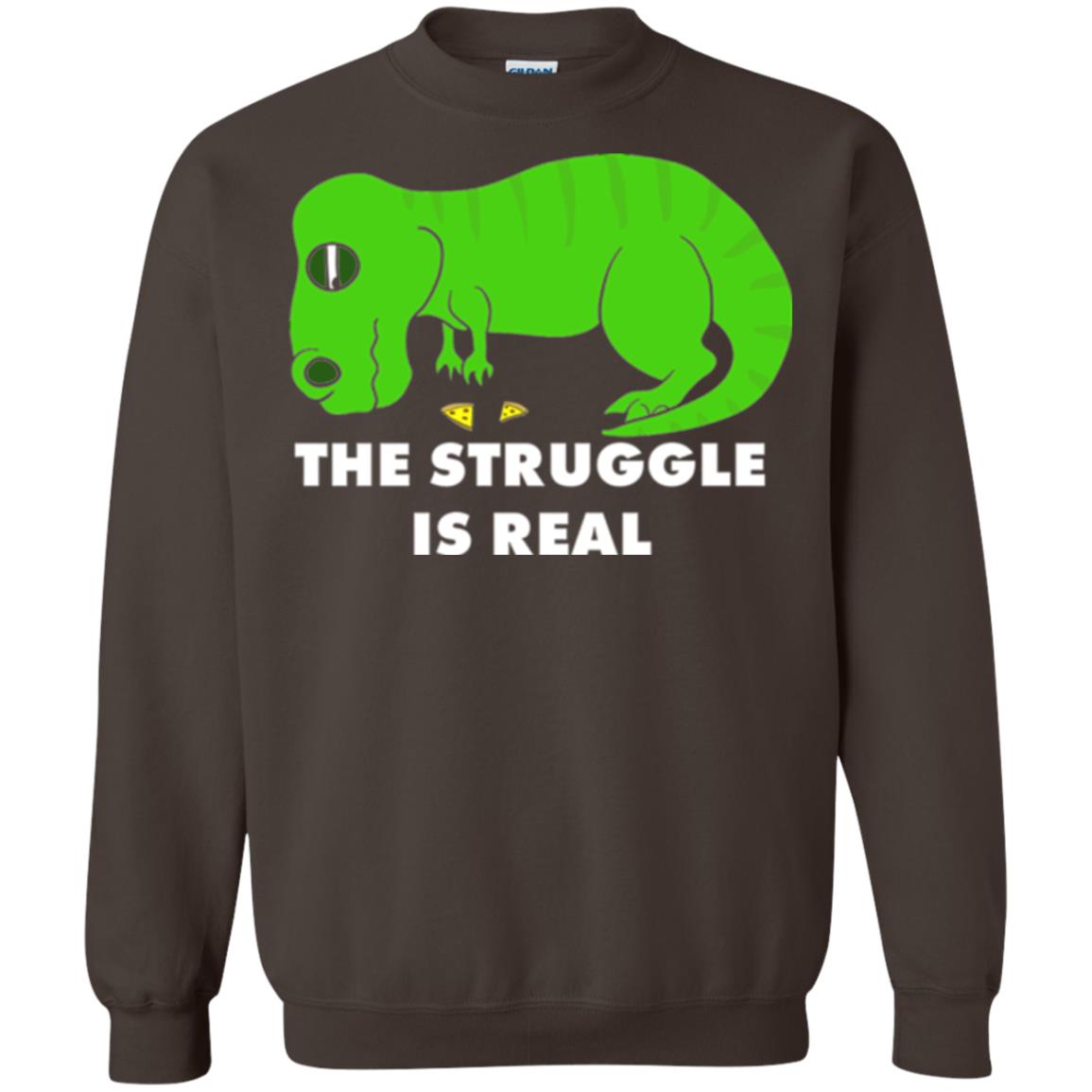 Funny Dinosaus T-shirt The Struggle Is Real Dark Chocolate
