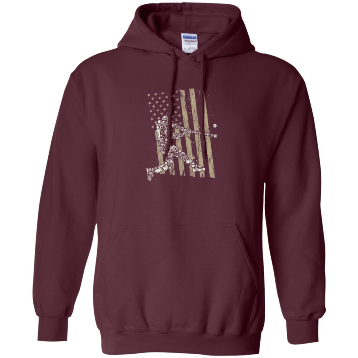Baseball Player T-shirt American Flag Maroon