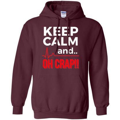 Funny Emergency Room T-shirt Keep Calm Oh Crap Flatline Maroon
