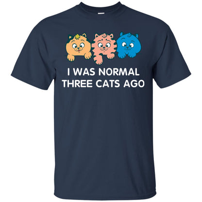 Cat Lover T-shirt I Was Normal Three Cats Ago Navy