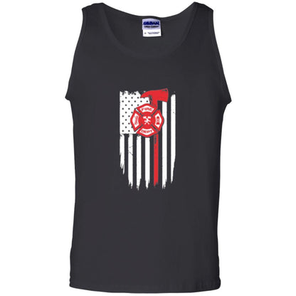 Firefighter T-shirt American Flag Proud Of Us Fireman Black