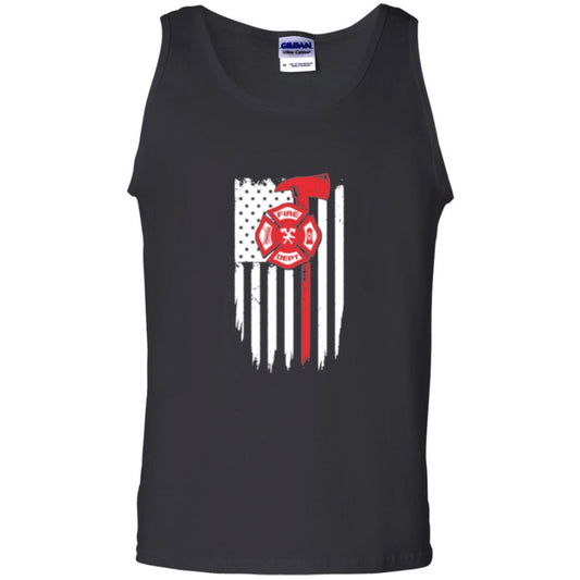 Firefighter T-shirt American Flag Proud Of Us Fireman Black