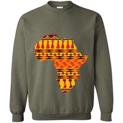 African Pride Ankara Tribal Pattern T-shirt Military Green