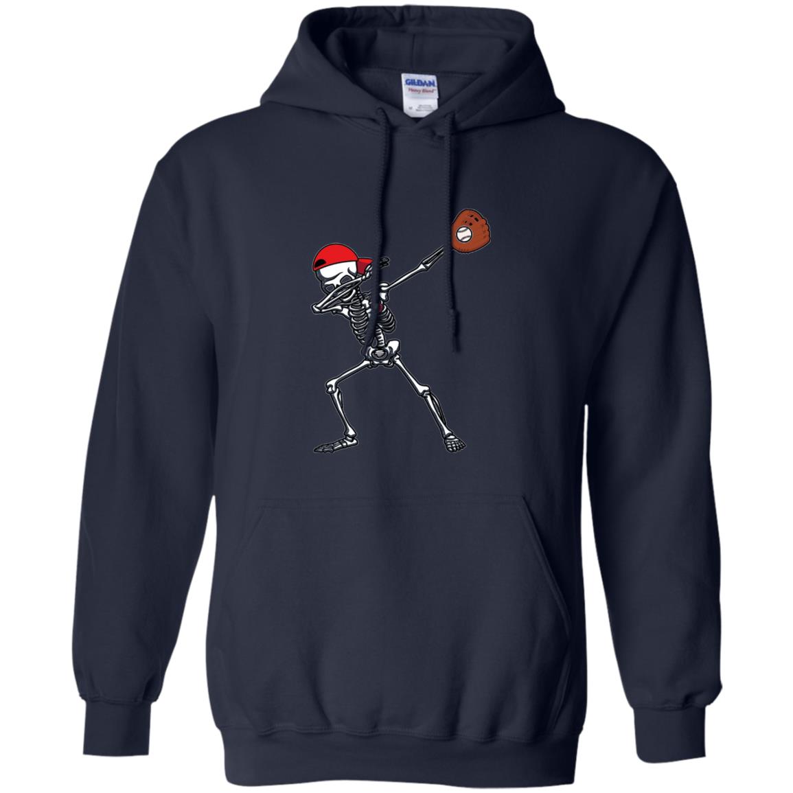 Dabbing Skeleton Baseball Lover T-shirt Navy