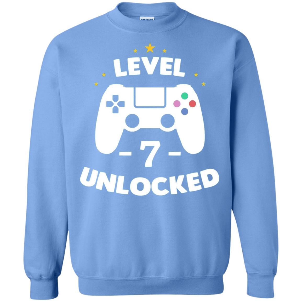 Level 7 Unlocked Gamer T-shirt Carolina Blue