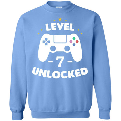 Level 7 Unlocked Gamer T-shirt Carolina Blue
