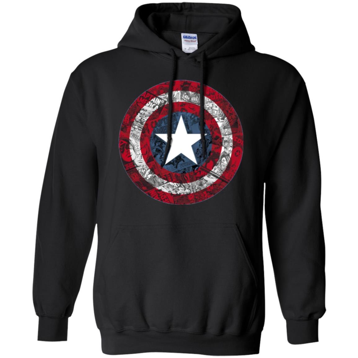 Film T-shirt Captain America Avengers Shield Comic Graphic Black