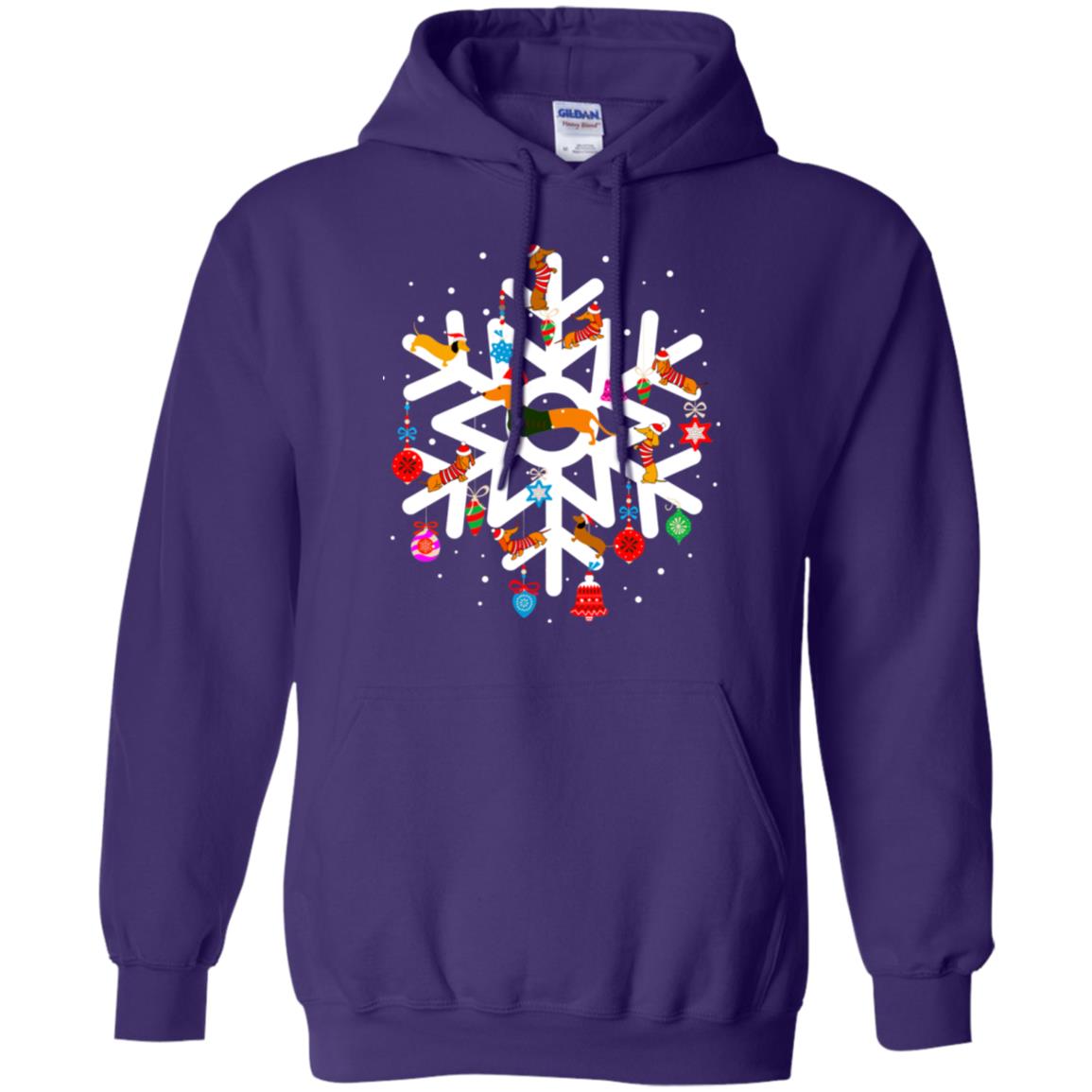 Winter Snow Flower Decorating Bauble And Dachshund X-mas Gift Shirt Purple