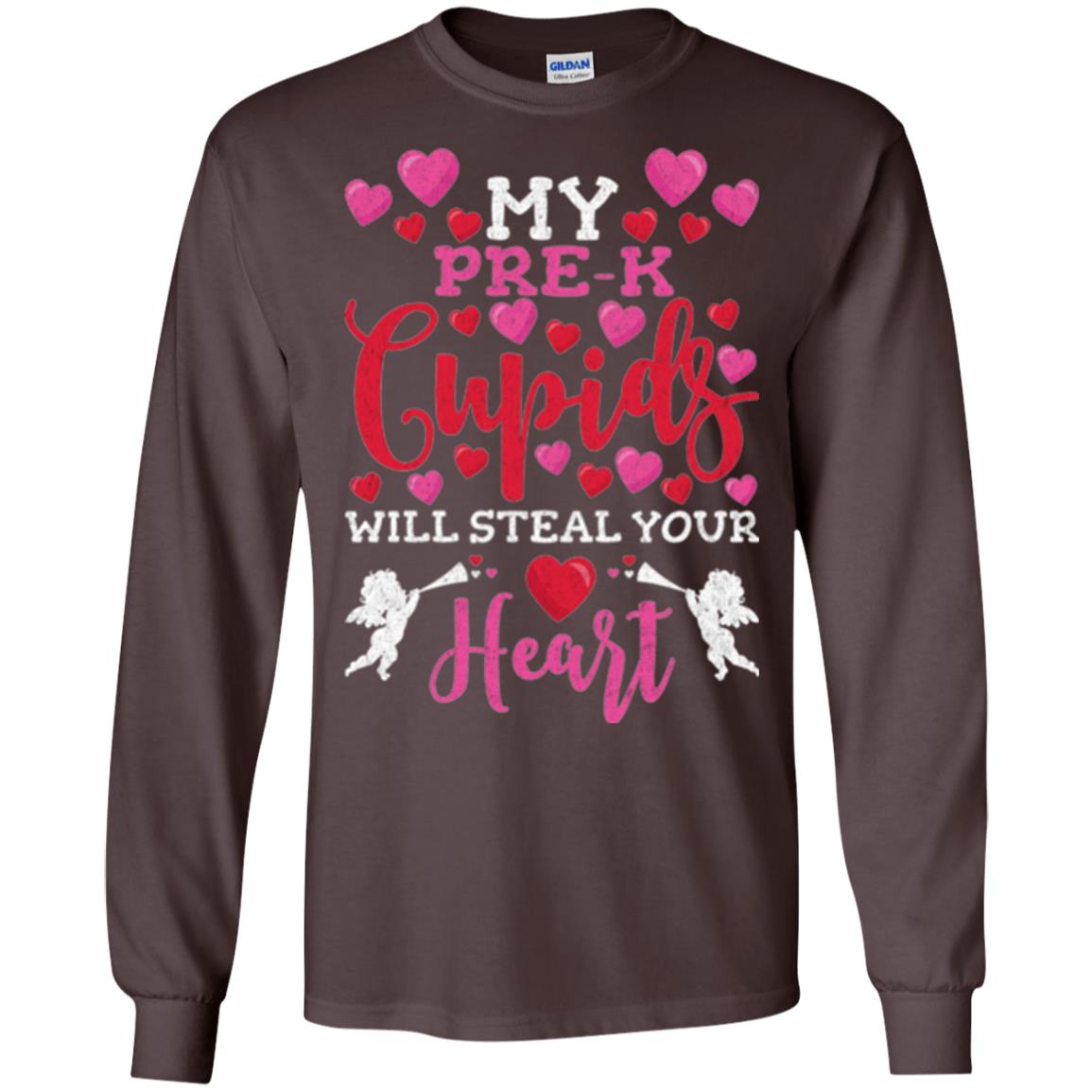Teacher Valentines Day Shirt My Pre-k Cupids Will Steal Your Heart Dark Chocolate