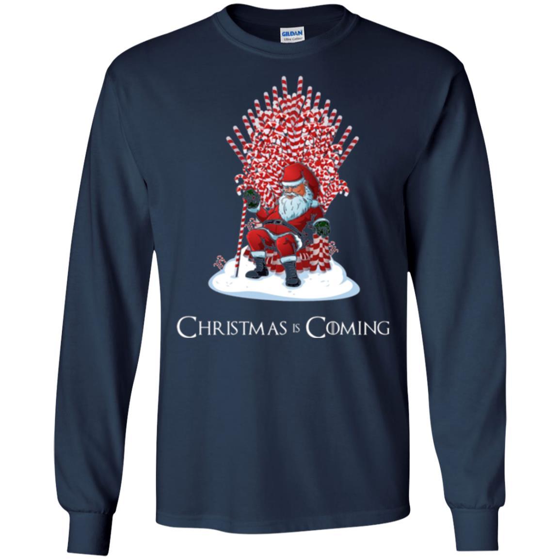 Christmas T-shirt Santa Candy Cane Throne Navy