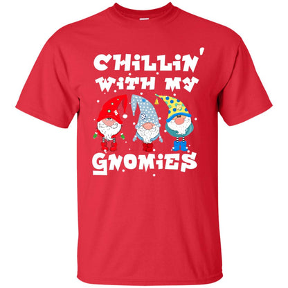 Chillin' With My Gnomies X-mas Gift Shirt For Mens Womens Kids Red