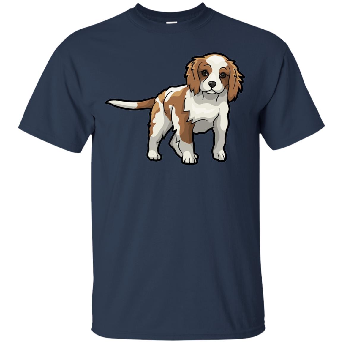 Cute Blenheim Cavalier King Charles Spaniel T-shirt Navy
