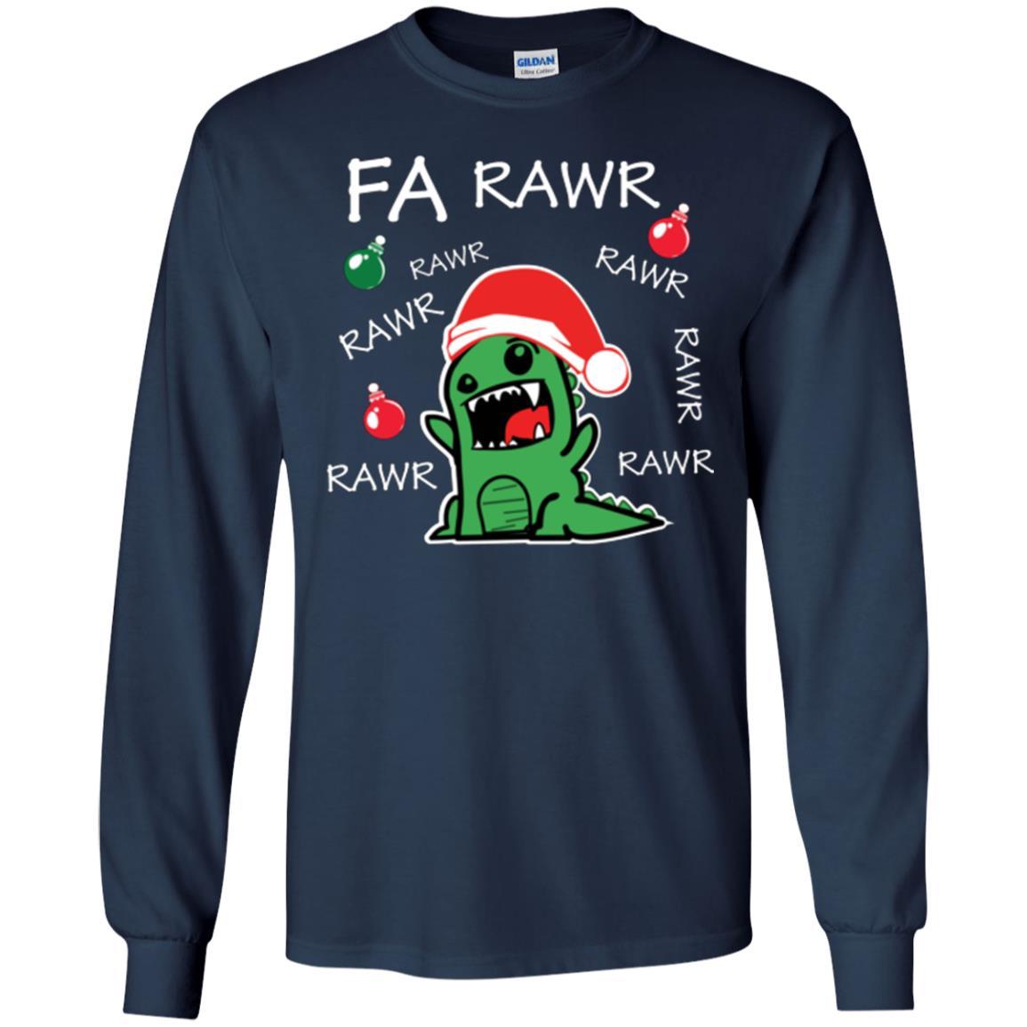 Christmas T-shirt Dinosaur Fa Rawr Navy