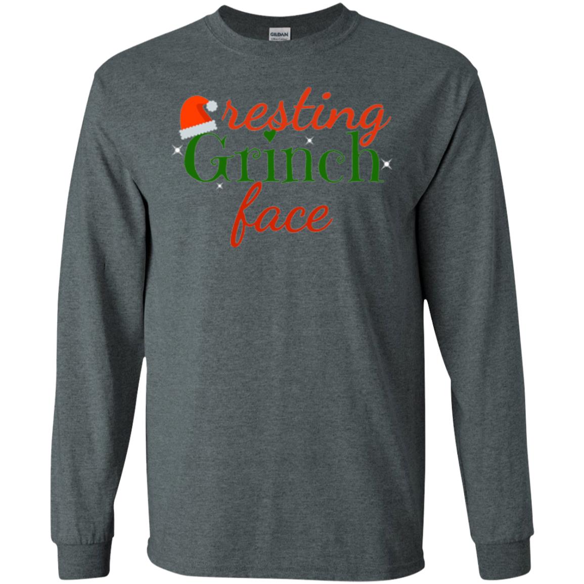 Funny Christmas T-shirt Resting Grinch Face Dark Heather