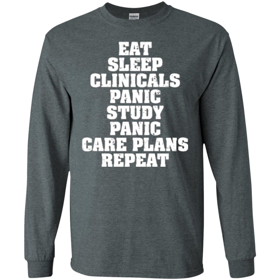 Funny Nursing Student T-shirt Eat Sleep Clinicals Panic Dark Heather