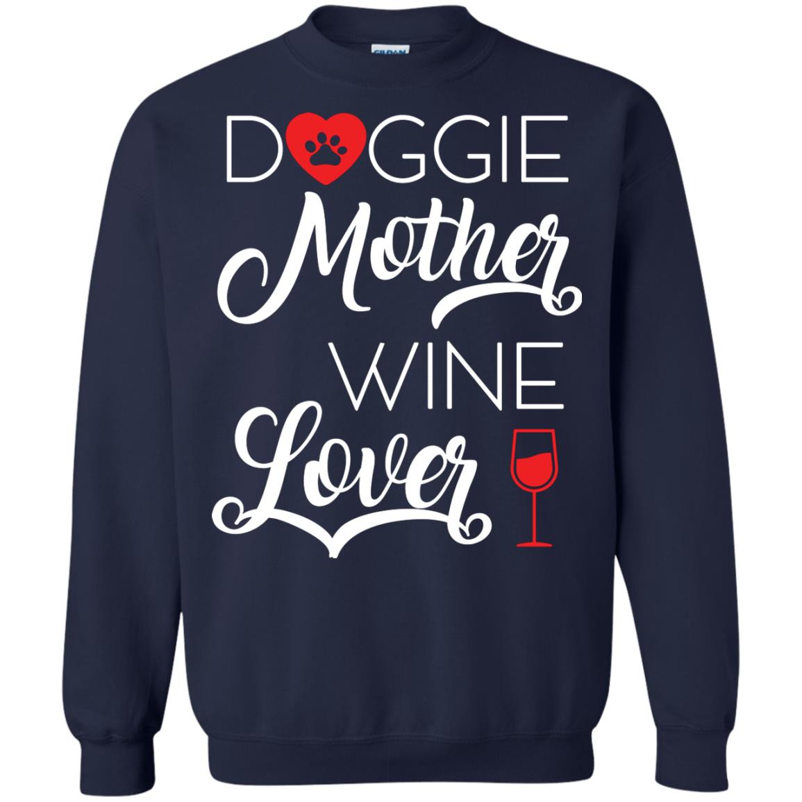 Doggie Mother Wine Lover Dog And Wine Gift Shirt For Mom Navy