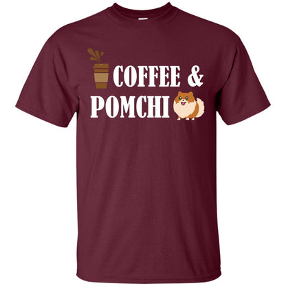 Coffee And Pomchi Lover Shirt Maroon