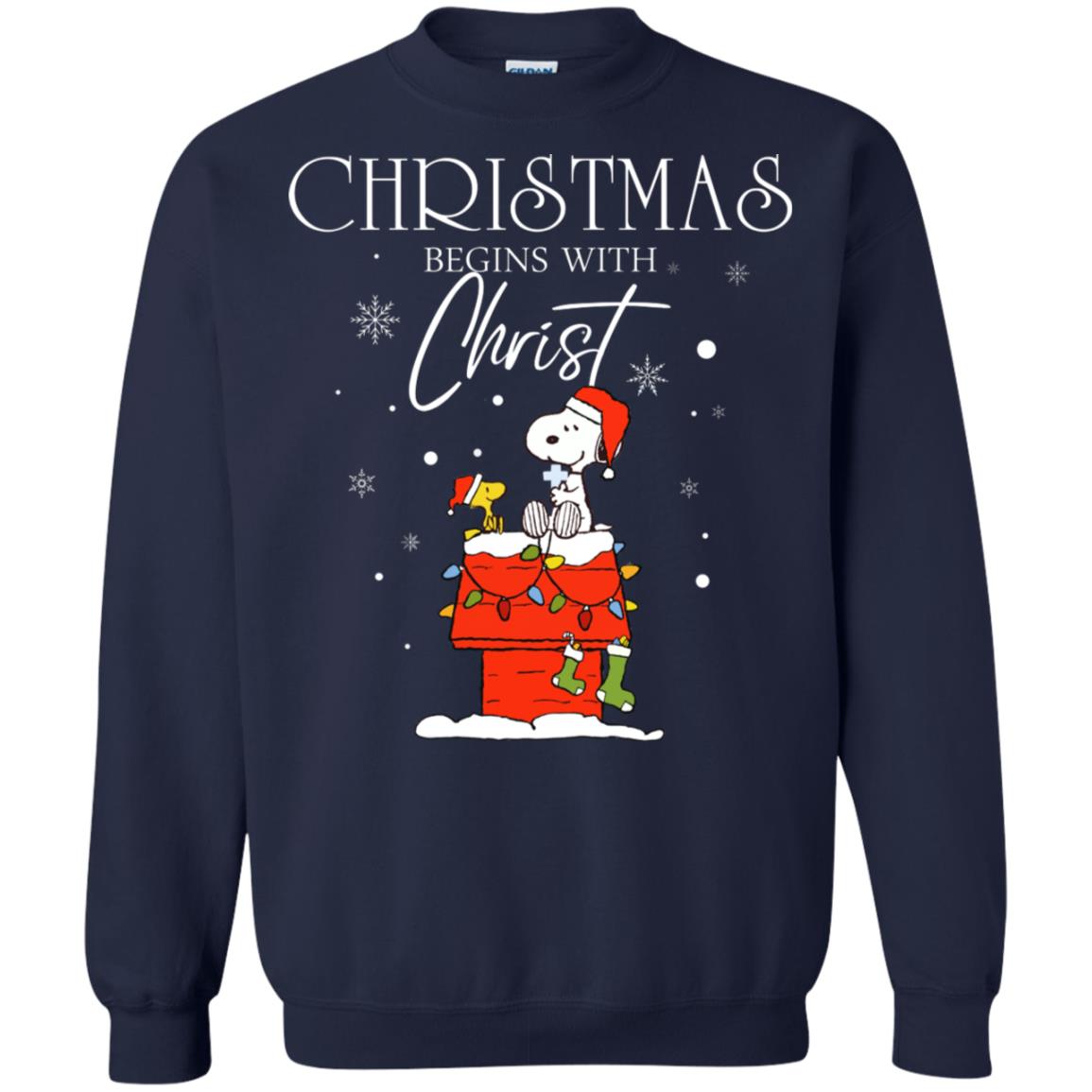 Christmas Begins With Christ Shirt Navy