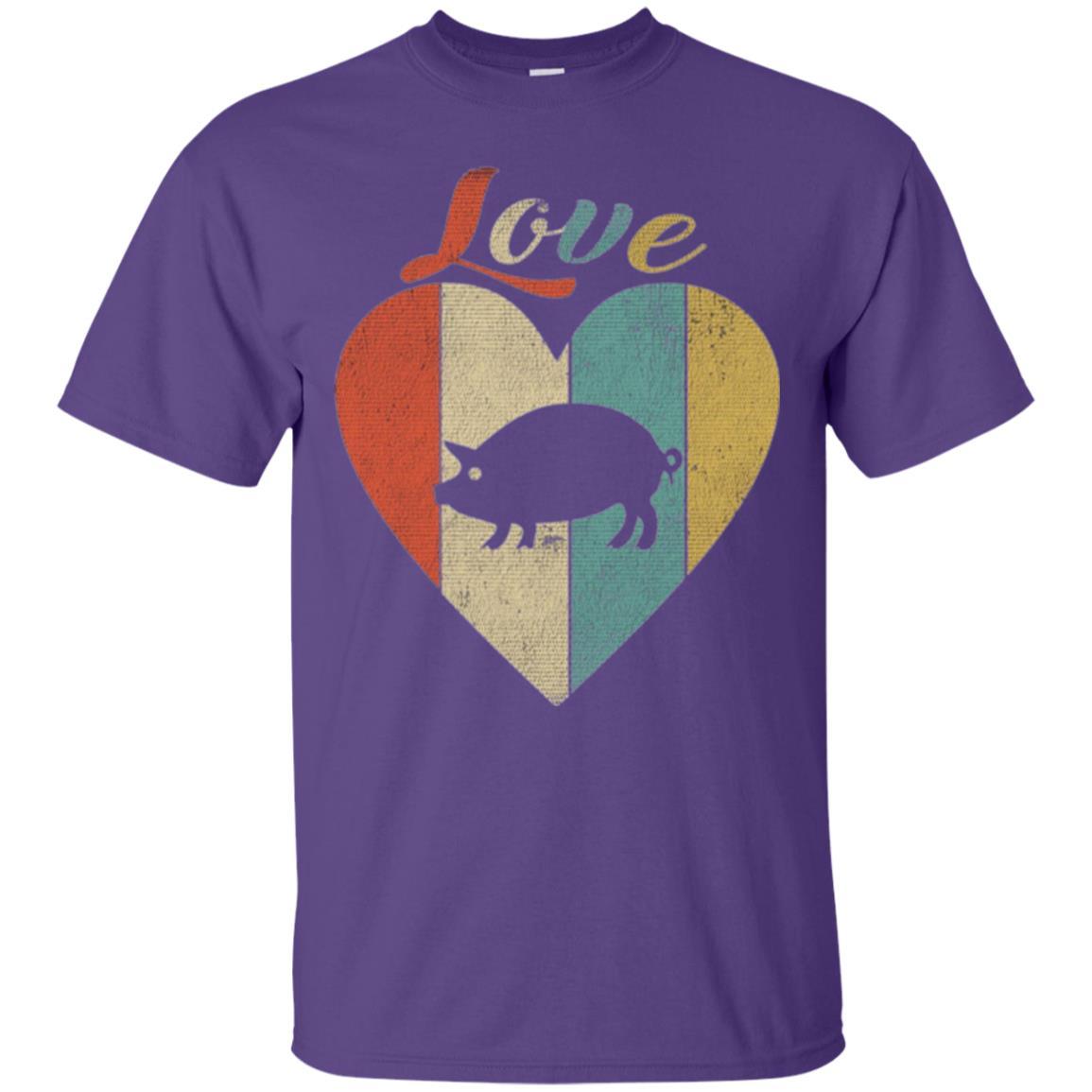 Beautiful Vintage Retro Pig Lover T-shirt Purple