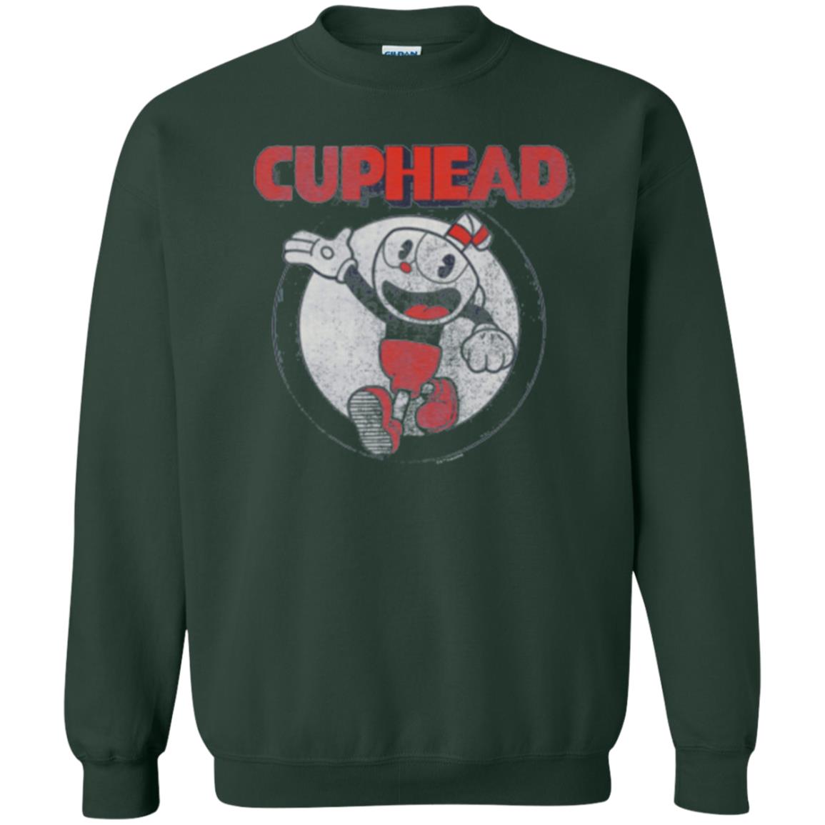 Cuphead T-shirt Cuphead Waving Circle Portrait Forest Green