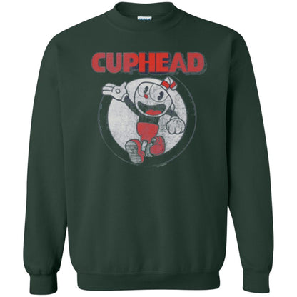 Cuphead T-shirt Cuphead Waving Circle Portrait Forest Green