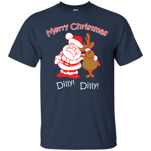 Christmas T-Shirt Merry Christmas Santa And Reindeer Dilly! Dilly!