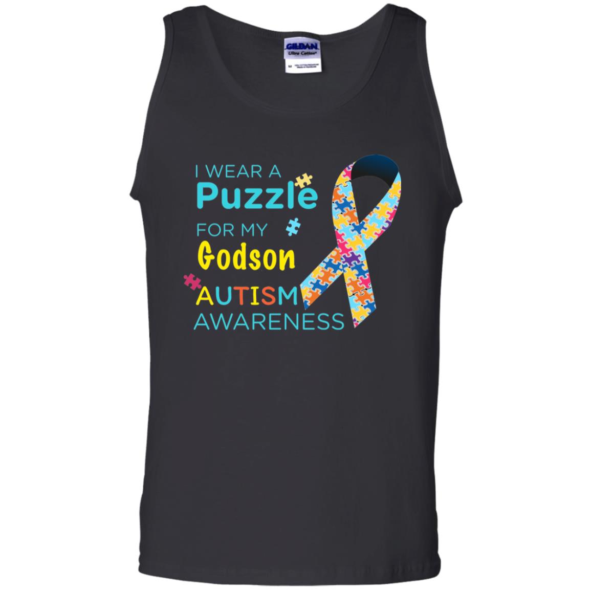 I Wear Puzzle For My Godson Autism Awareness Shirt Black