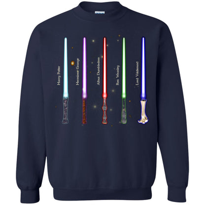 Harry Potter Lightsaber Wands Movie Fan T-shirt Navy