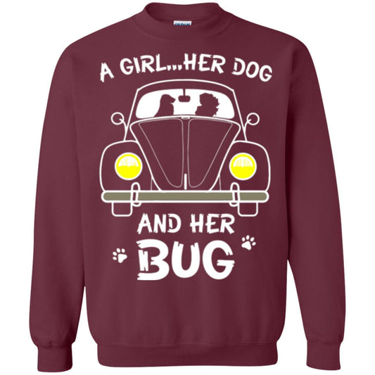 Dog Lover T-shirt A Girl Her Dog And Her Bug Maroon