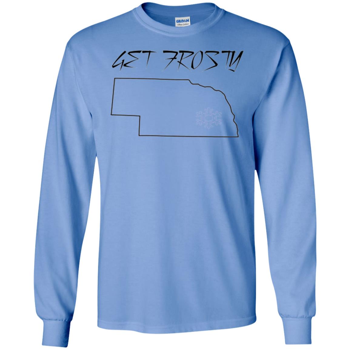 Christmas T-shirt Get Frosty Nebraska Football Carolina Blue