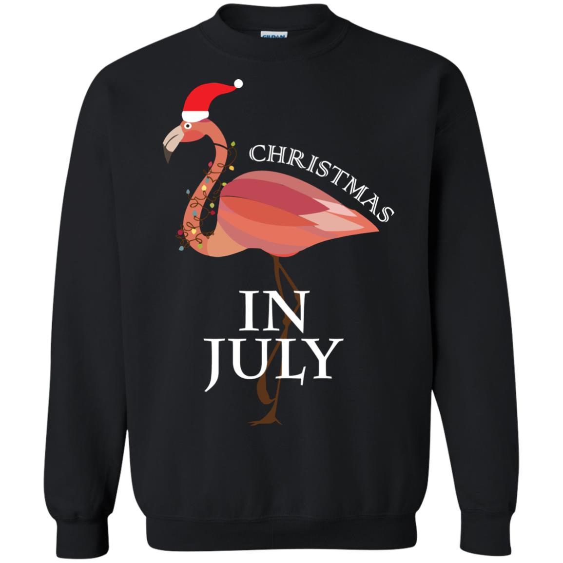 Flamingo With Santa_s Hat Christmas In July Xmas In Summer Shirt Black