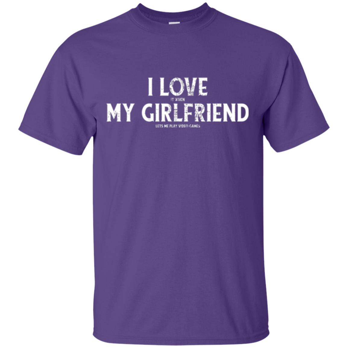 Funny Gamer T-shirt I Love My Girlfriend Lets Me Play Video Games Purple