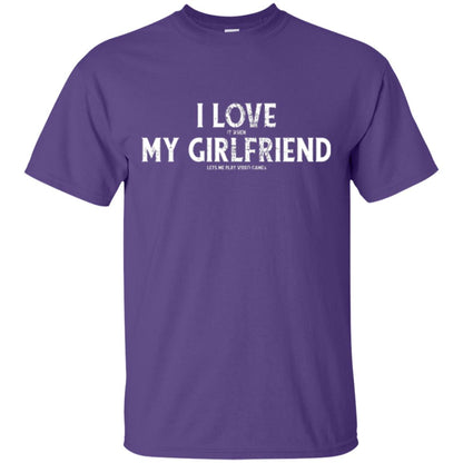 Funny Gamer T-shirt I Love My Girlfriend Lets Me Play Video Games Purple