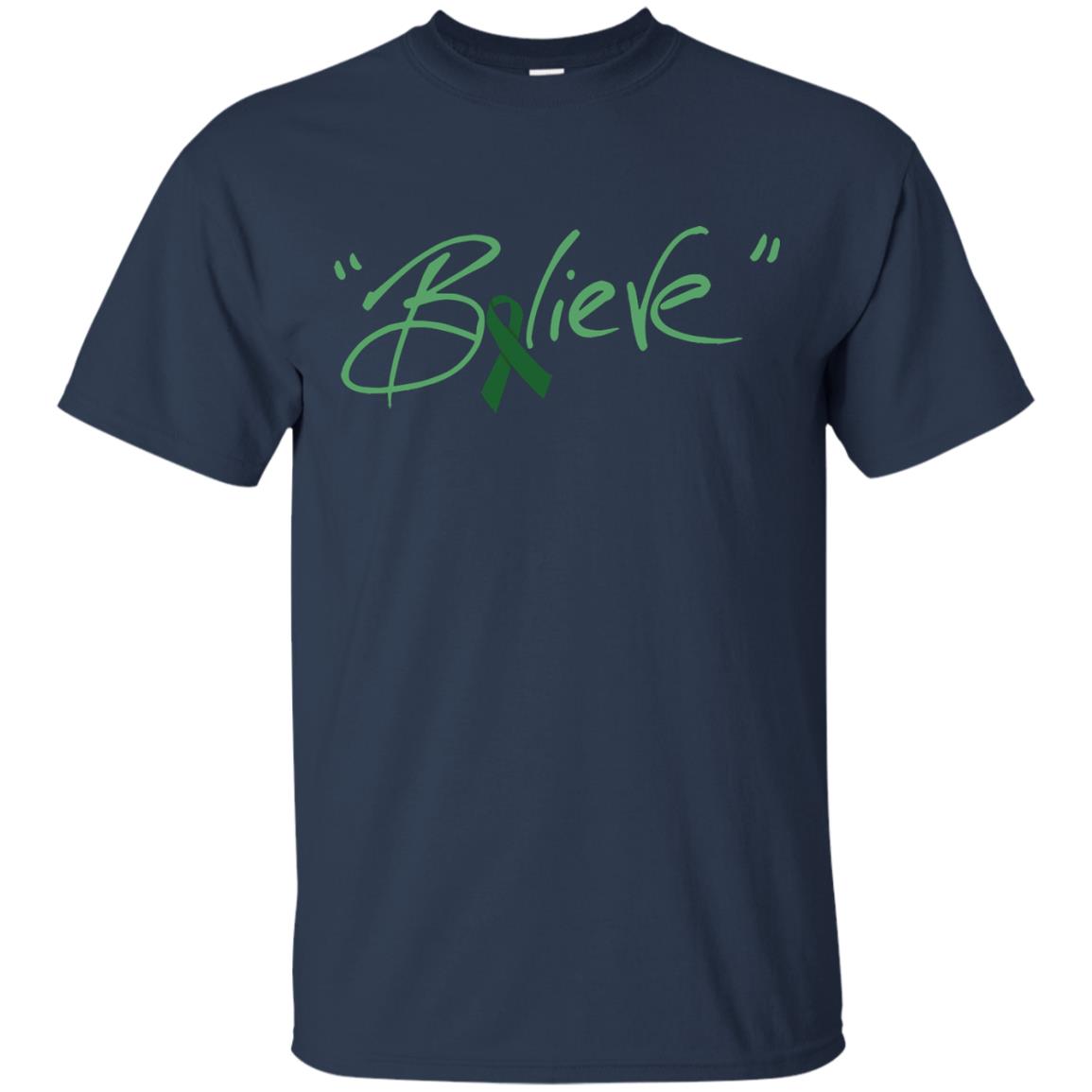 Liver Cancer Awareness Shirt Emerald Ribbon Believe Navy