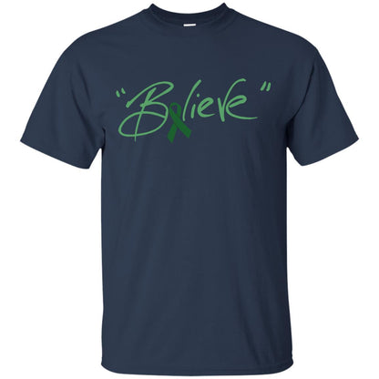Liver Cancer Awareness Shirt Emerald Ribbon Believe Navy