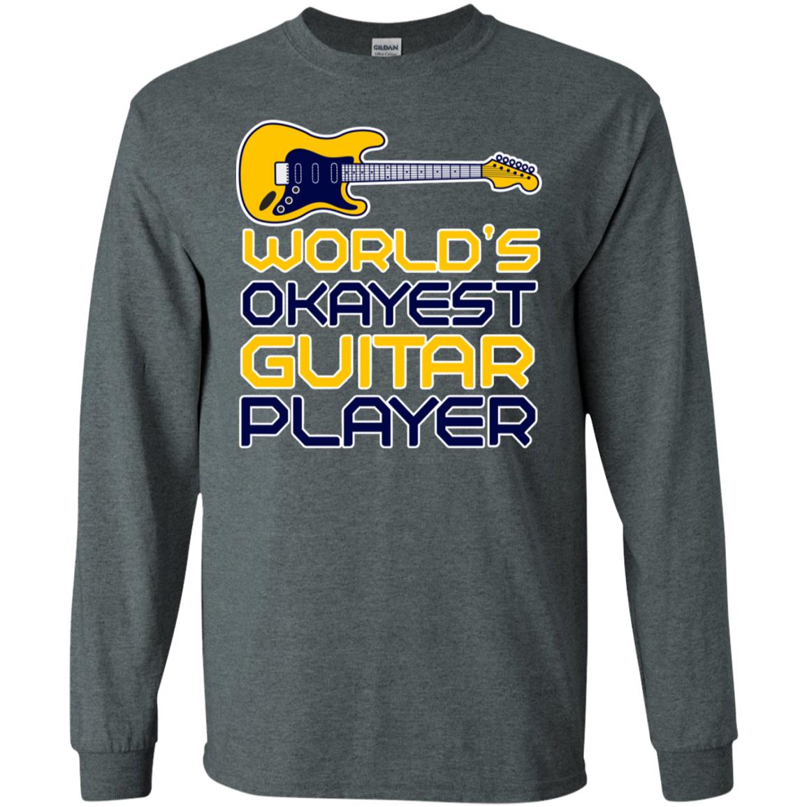 World's Okayest Guitar Player Gift Shirt For Guitarist Dark Heather
