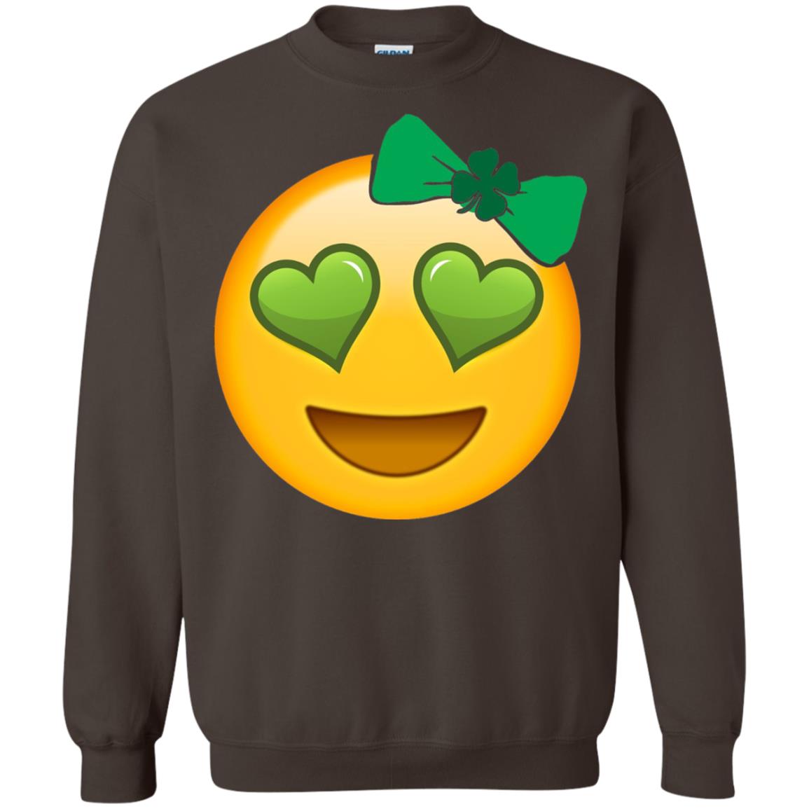 Emoji Green Heart Eyes Bow Saint Patricks Day Shirt For Girls Dark Chocolate