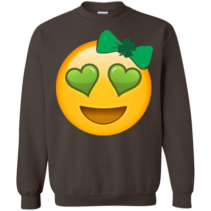 Emoji Green Heart Eyes Bow Saint Patricks Day Shirt For Girls Dark Chocolate