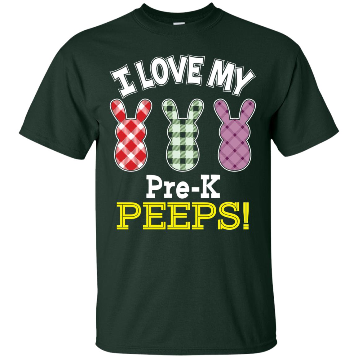 Teacher Easter Day T-shirt I Love My Pre-k Peeps Cute Bunny Forest