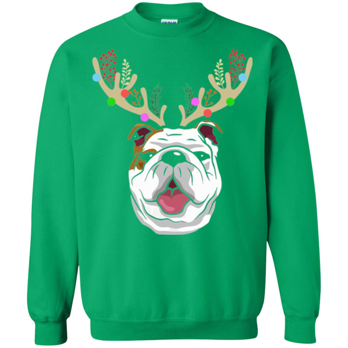 Dog Lovers T-shirt Funny Bulldogs With Antlers Irish Green
