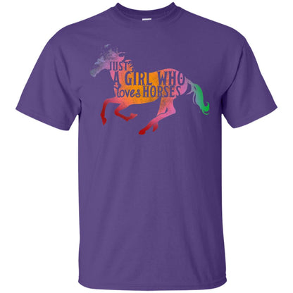 Just A Girl Who Loves Horses Equestrian T-shirt Purple