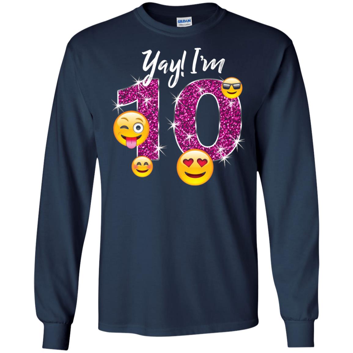 Funny Emoji Birthday 10th Birthday T-shirt Navy