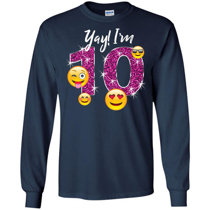 Funny Emoji Birthday 10th Birthday T-shirt Navy