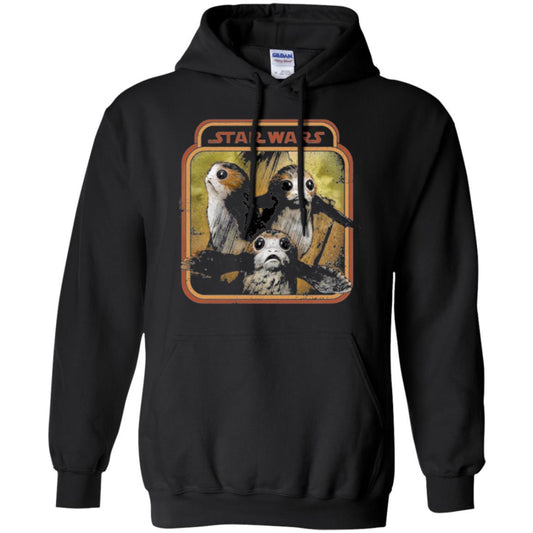 Film T-shirt Star Wars Last Jedi Porg Triplets Retro Box Graphic Black