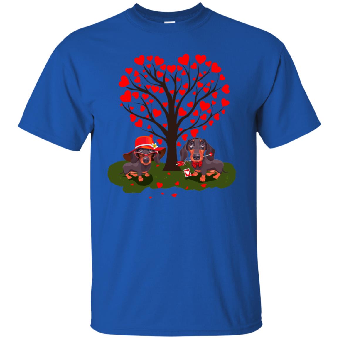 Valentine Dachshund Couple Heart Tree Shirt Royal